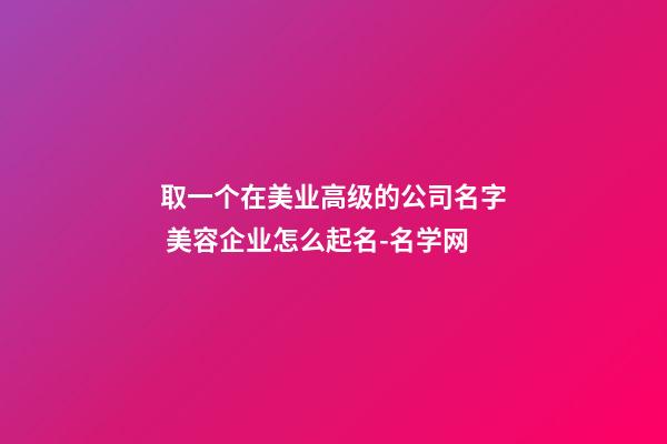 取一个在美业高级的公司名字 美容企业怎么起名-名学网-第1张-公司起名-玄机派